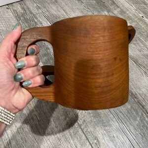 Vintage Teak Wood Mugs Set of 3 | MCM |Hand Carved Barware | Made in Thailand